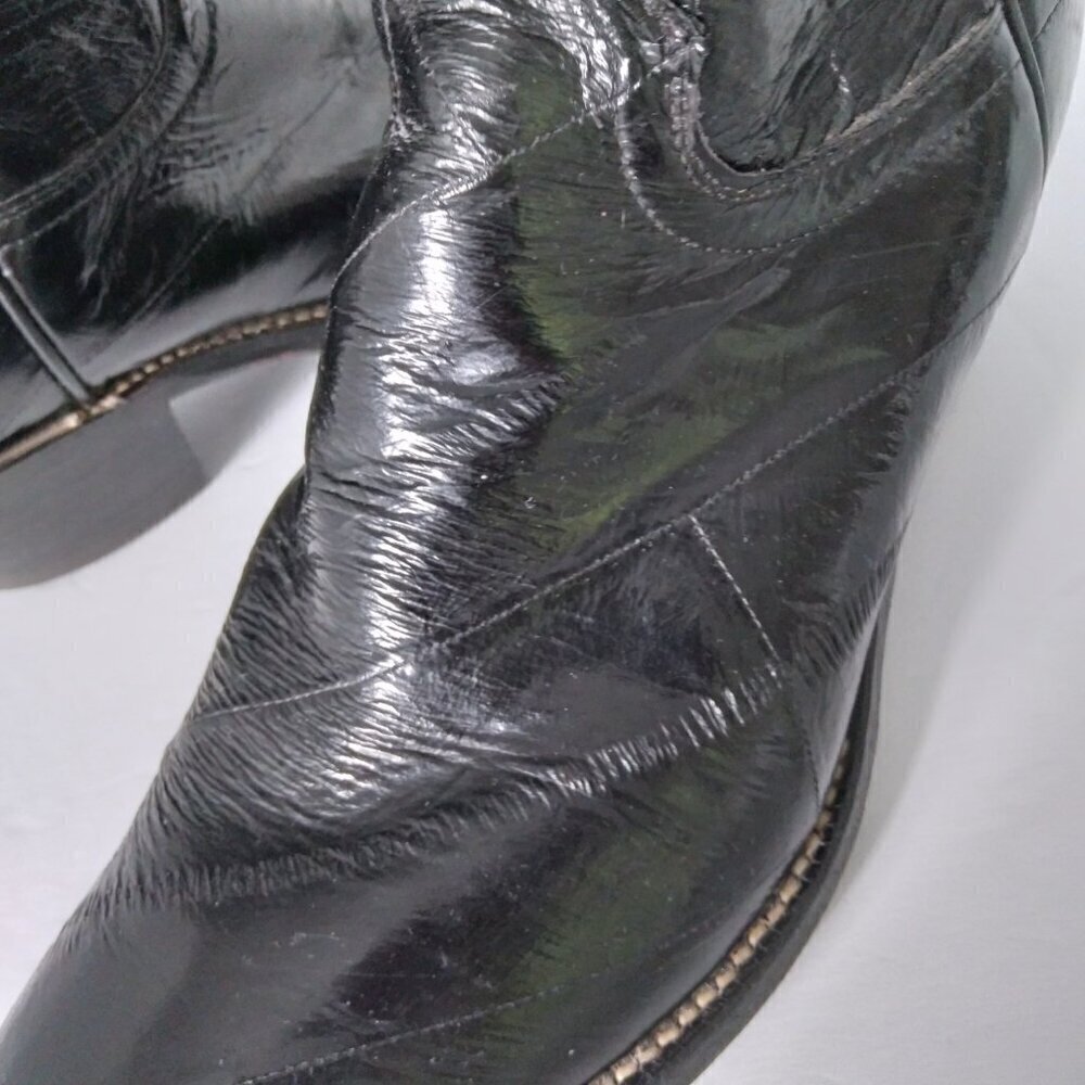 Justin Women's Vintage 1970's Black Eel Skin Cowboy Boots Made In U.S.A. Sz 7.5 - Picture 11 of 16